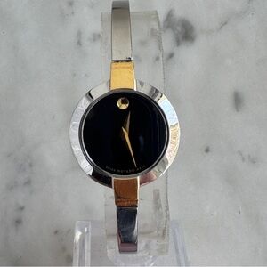 Movado Bela Museum Dial Watch w/ New Battery and Goldtone Trim